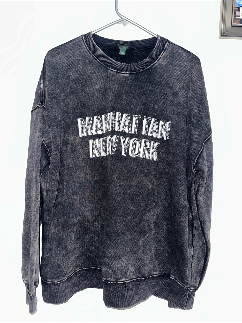 wild fable Black Manhattan New York Mineral Wash Sweatshirt